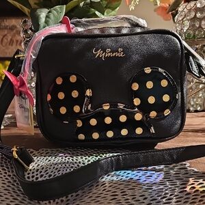 Disney Minnie Black and Gold Crossbody Bag